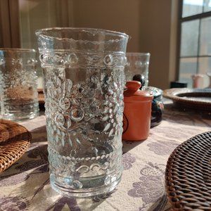 Vintage 16 oz Water Glasses Cherry Embossed Fruit